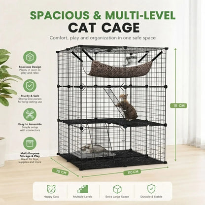 CARLA HOME Large Cat Cage Diy Enclosure, 3 Tier Pet Playpen Cat Kennel - Image 3