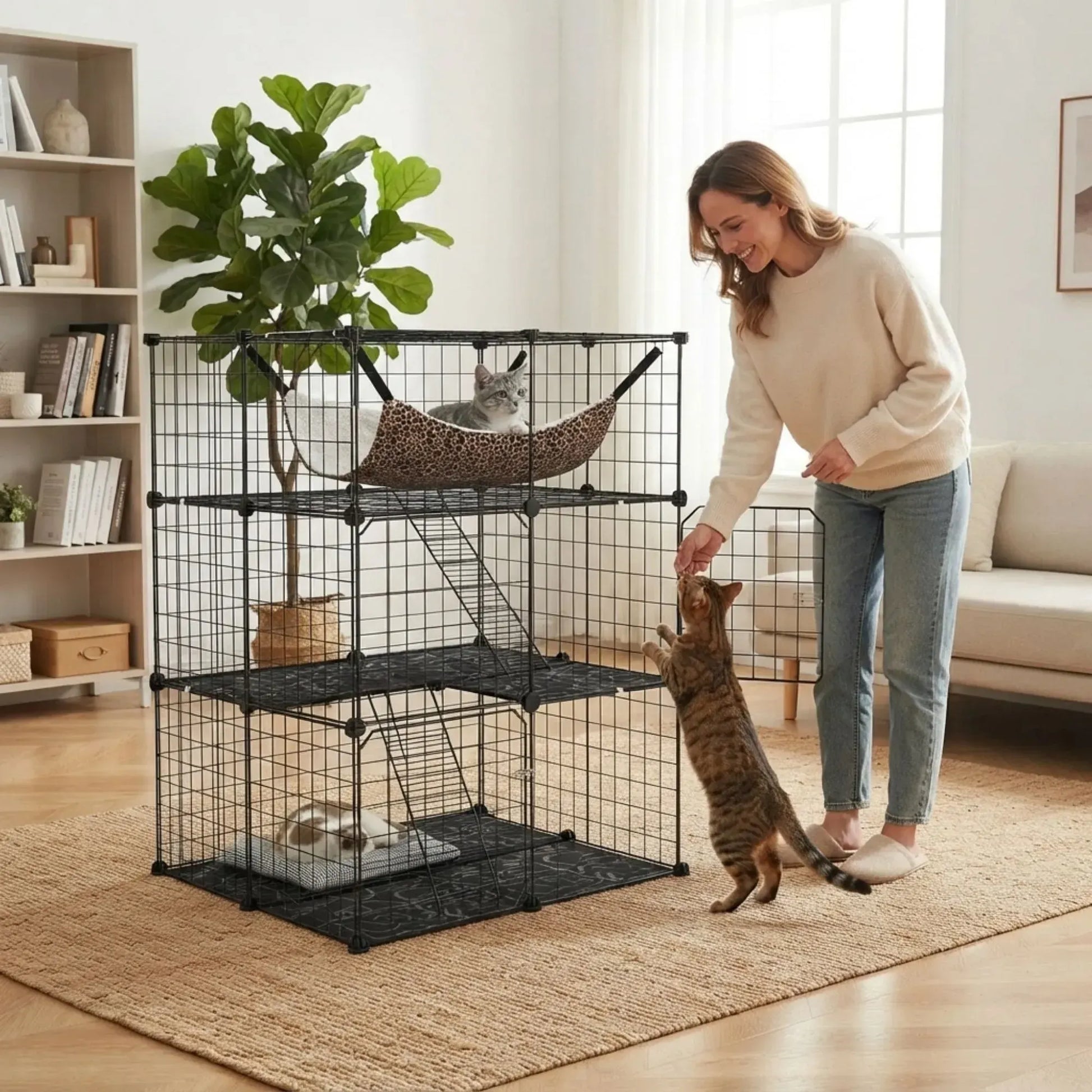 CARLA HOME Large Cat Cage Diy Enclosure, 3 Tier Pet Playpen Cat Kennel - Image 5