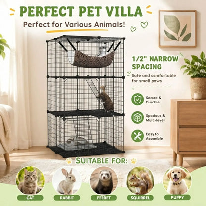 CARLA HOME Large Cat Cage Diy Enclosure, 3 Tier Pet Playpen Cat Kennel - Image 6