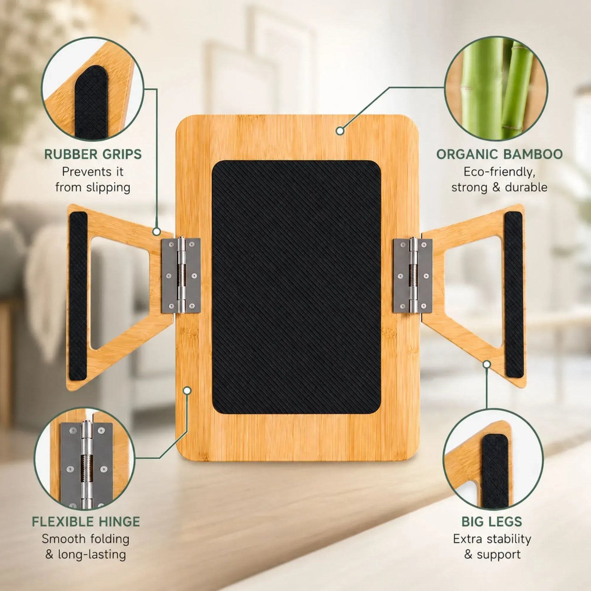 CARLA HOME Bamboo Sofa Arm Tray, 360° Rotating Phone Holder Clip, Couch cup - Image 4