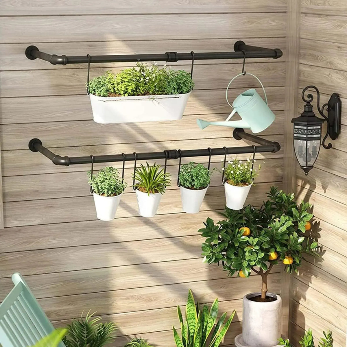 CARLA HOME 2-Pack Wall Mounted Industrial Pipe Clothes Rack - Black - Storage Rack - Image 8