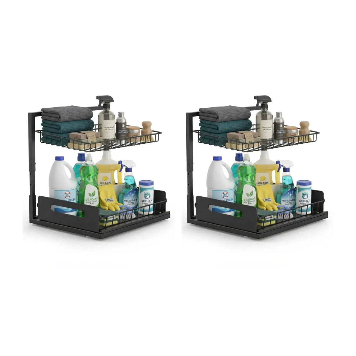 CARLA HOME Under Sink Organiser 2-Pack - Sliding Drawer - Black - Adjustable Under Sink Organiser - Image 9