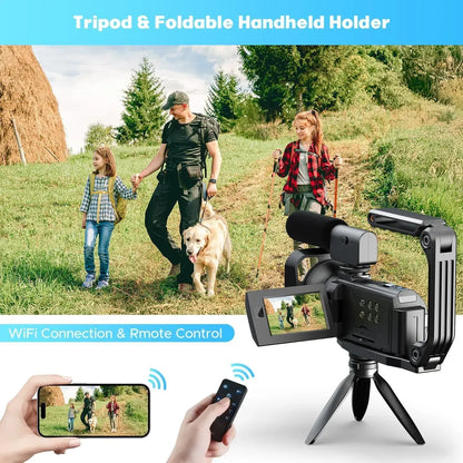 5K Video Camera with 56MP Dual Lens, WiFi, IR Night Vision, and 64GB SD Card in Black - Image 4