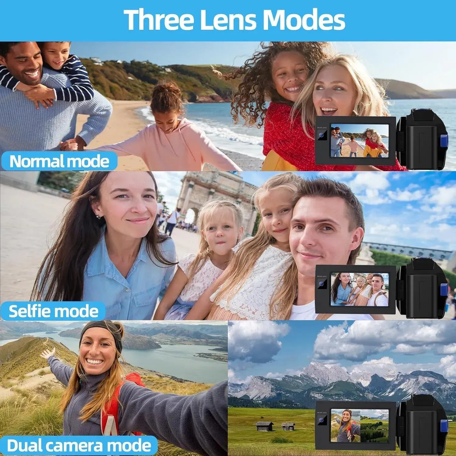 5K Video Camera with 56MP Dual Lens, WiFi, IR Night Vision, and 64GB SD Card in Black - Image 8