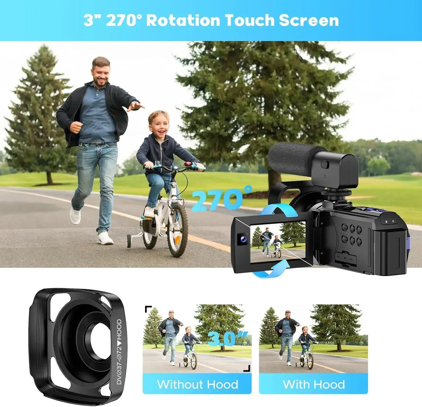 5K Video Camera with 56MP Dual Lens, WiFi, IR Night Vision, and 64GB SD Card in Black - Image 9