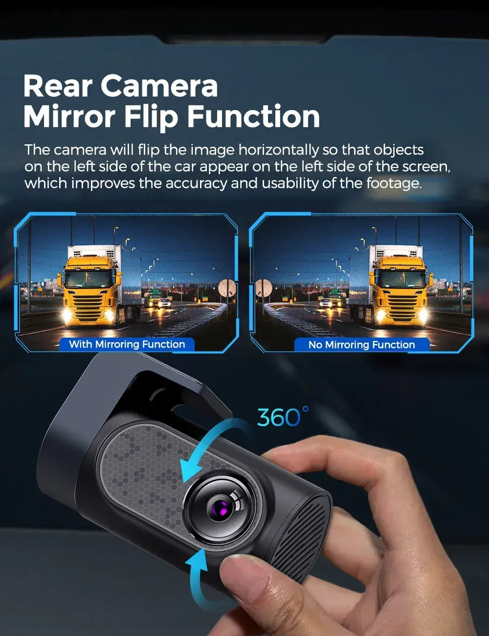 3.19" Black IPS Dual Dash Cam with 4K+1080P, 5G WiFi, GPS, Night Vision & Free 64GB Card - Image 7