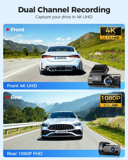 3-Channel 4K+1080P Dash Cam with 5G WiFi, GPS, and Parking Mode - Black - Image 2