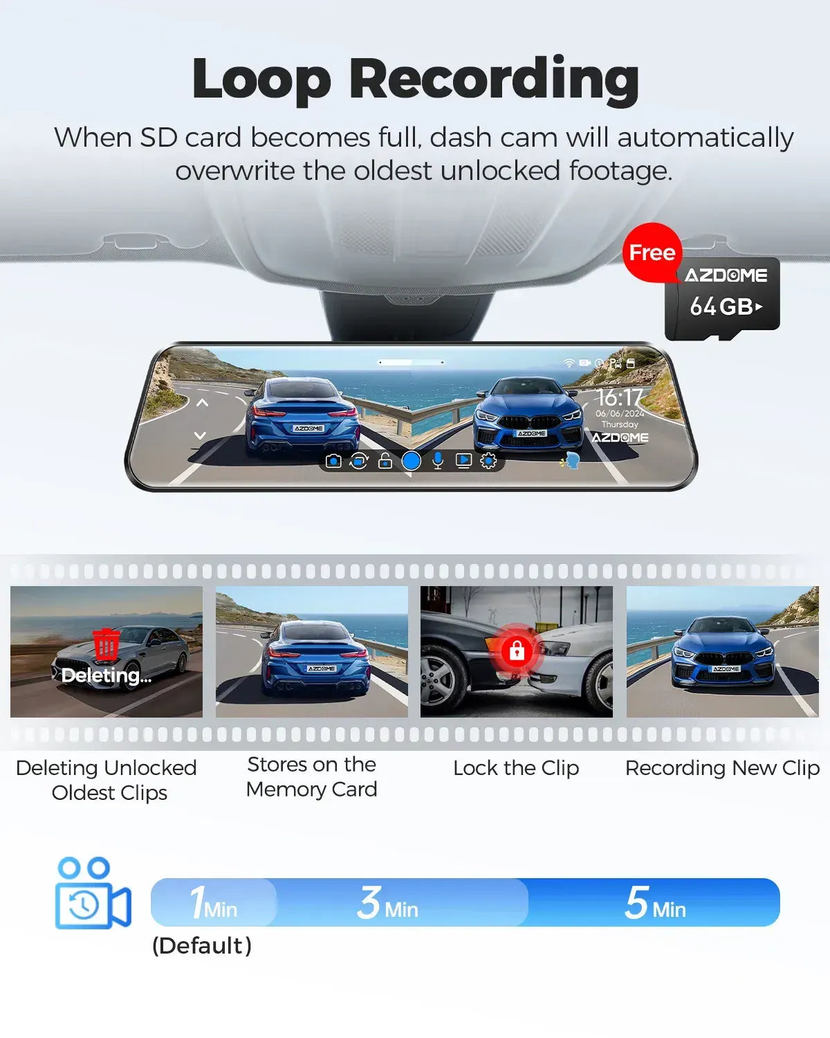 12" Black Rear View Mirror Dash Cam with 4K Front and 1080P Rear, GPS, WiFi6 - Image 2