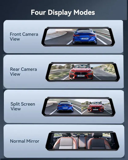 12" Black Rear View Mirror Dash Cam with 4K Front and 1080P Rear, GPS, WiFi6 - Image 6