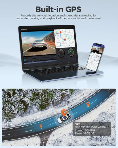 4K Dual Dash Cam Black with 5G WiFi, GPS, Front and Rear, 24H Parking Mode, Free 64GB SD Card - Image 2