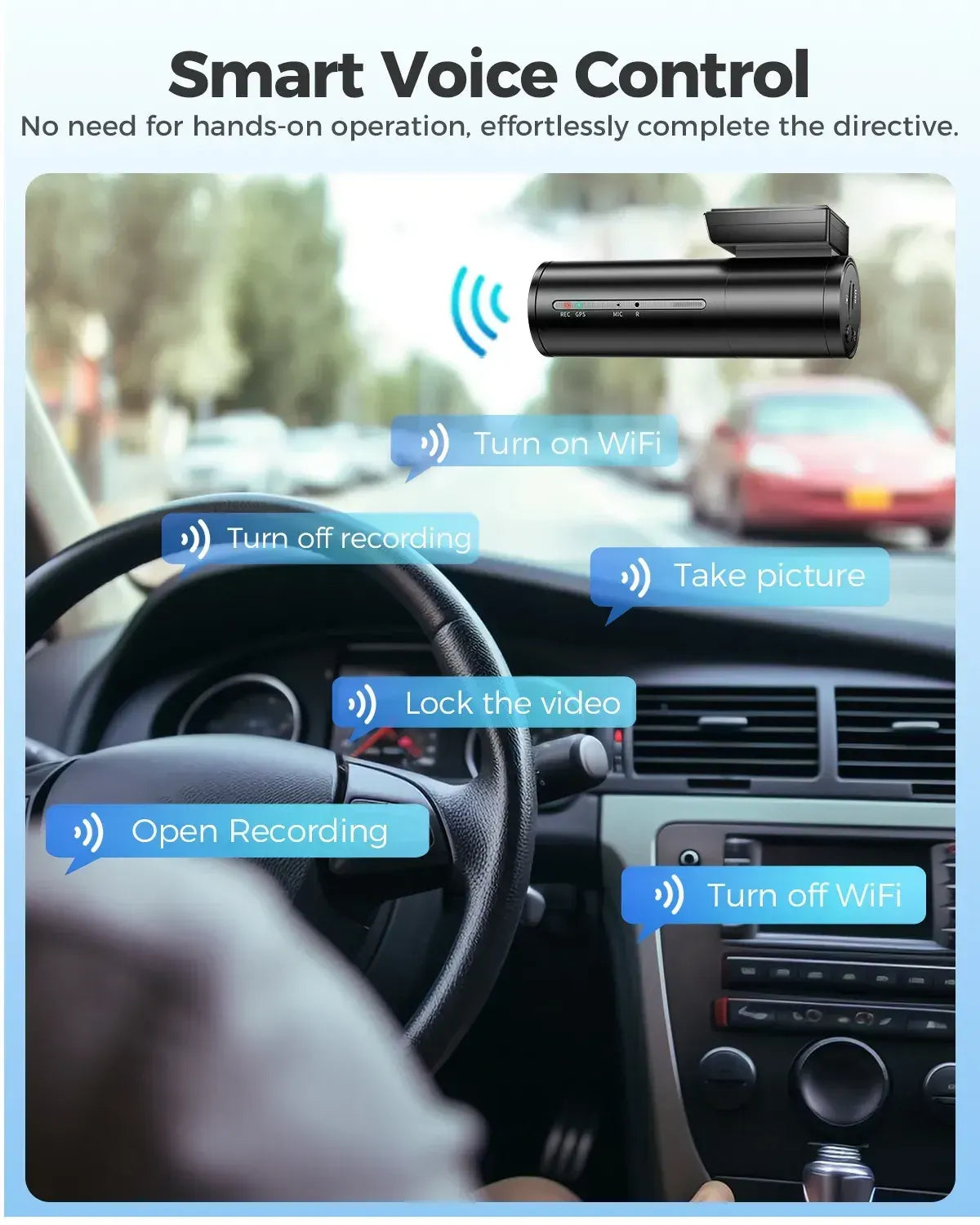 4K Black Dash Cam with 5.8GHz WiFi, GPS, Front & Rear Recording, 24-Hour Parking Mode, 64GB Card - Image 6