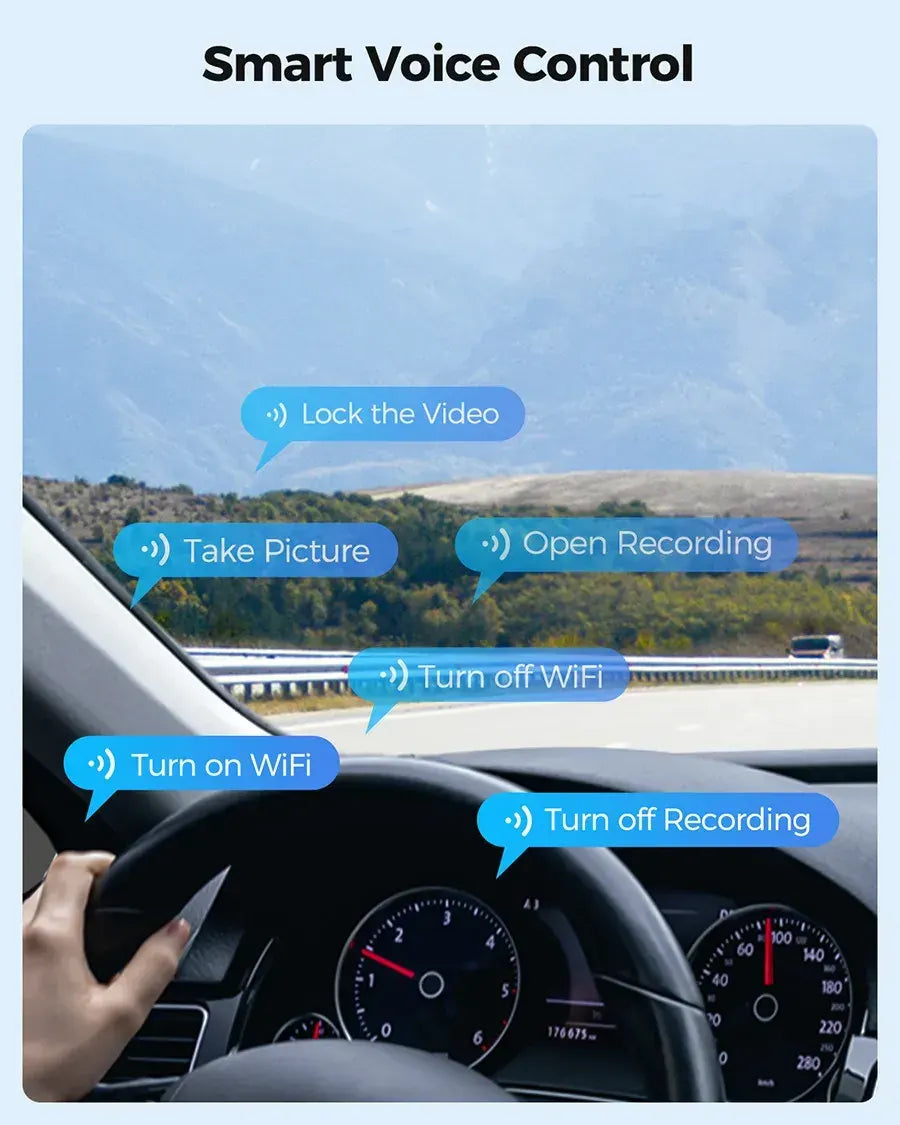 12" Black Dual 4K+1080P Rear View Mirror Dash Cam with WiFi 6, GPS, Night Vision, 64GB - Image 4