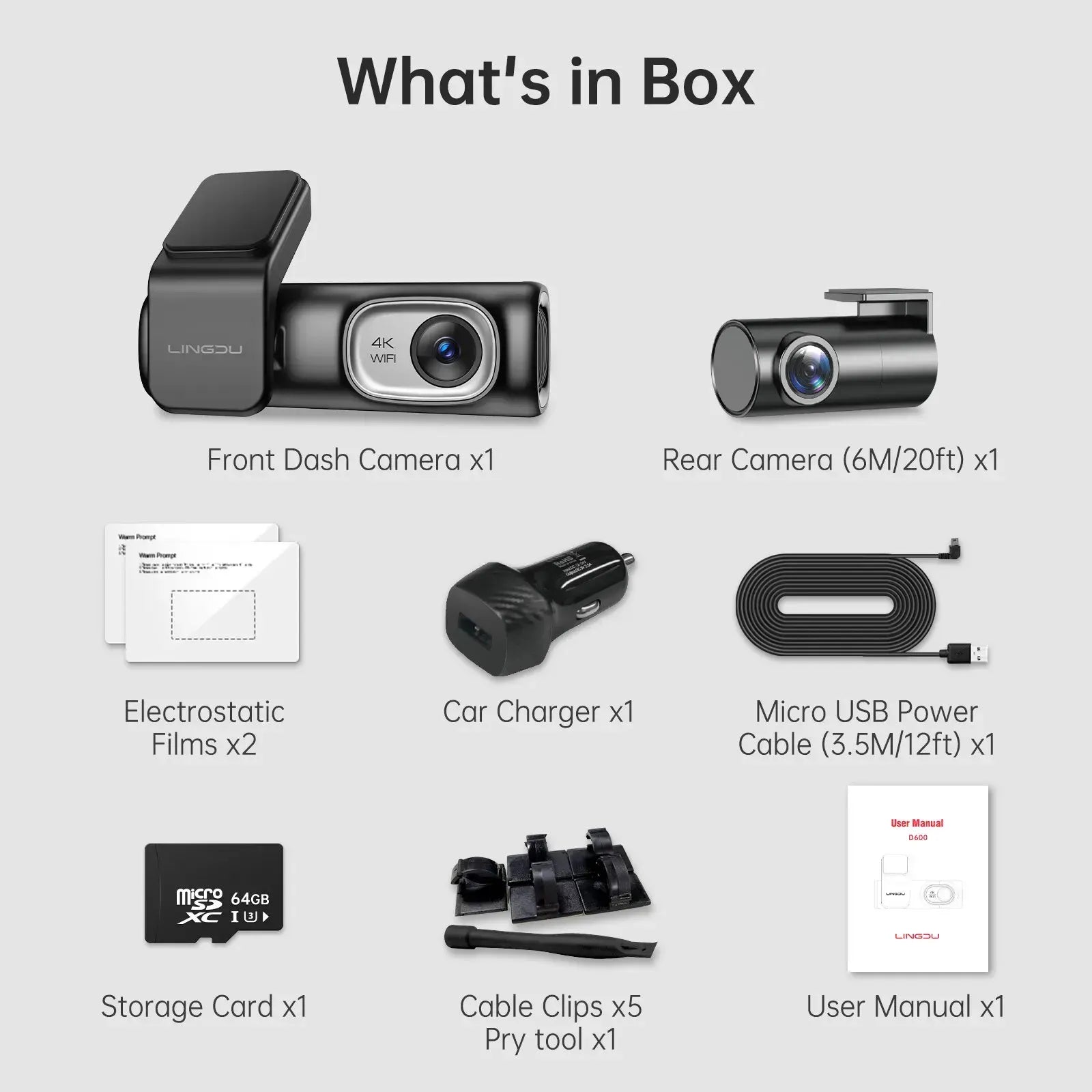 2 Channel 4K Dashcam with 1080P, 5G WiFi, GPS, Parking Monitor, Voice Control, Free 64GB TF Card - Image 2