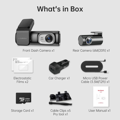 2 Channel 4K Dashcam with 1080P, 5G WiFi, GPS, Parking Monitor, Voice Control, Free 64GB TF Card - Image 2