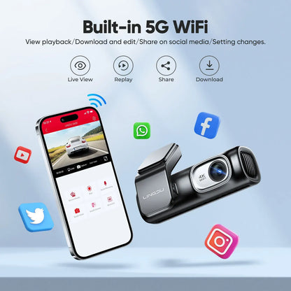 2 Channel 4K Dashcam with 1080P, 5G WiFi, GPS, Parking Monitor, Voice Control, Free 64GB TF Card - Image 6