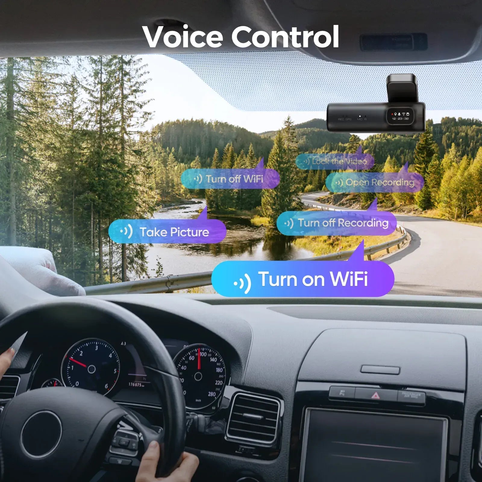 2 Channel 4K Dashcam with 1080P, 5G WiFi, GPS, Parking Monitor, Voice Control, Free 64GB TF Card - Image 7