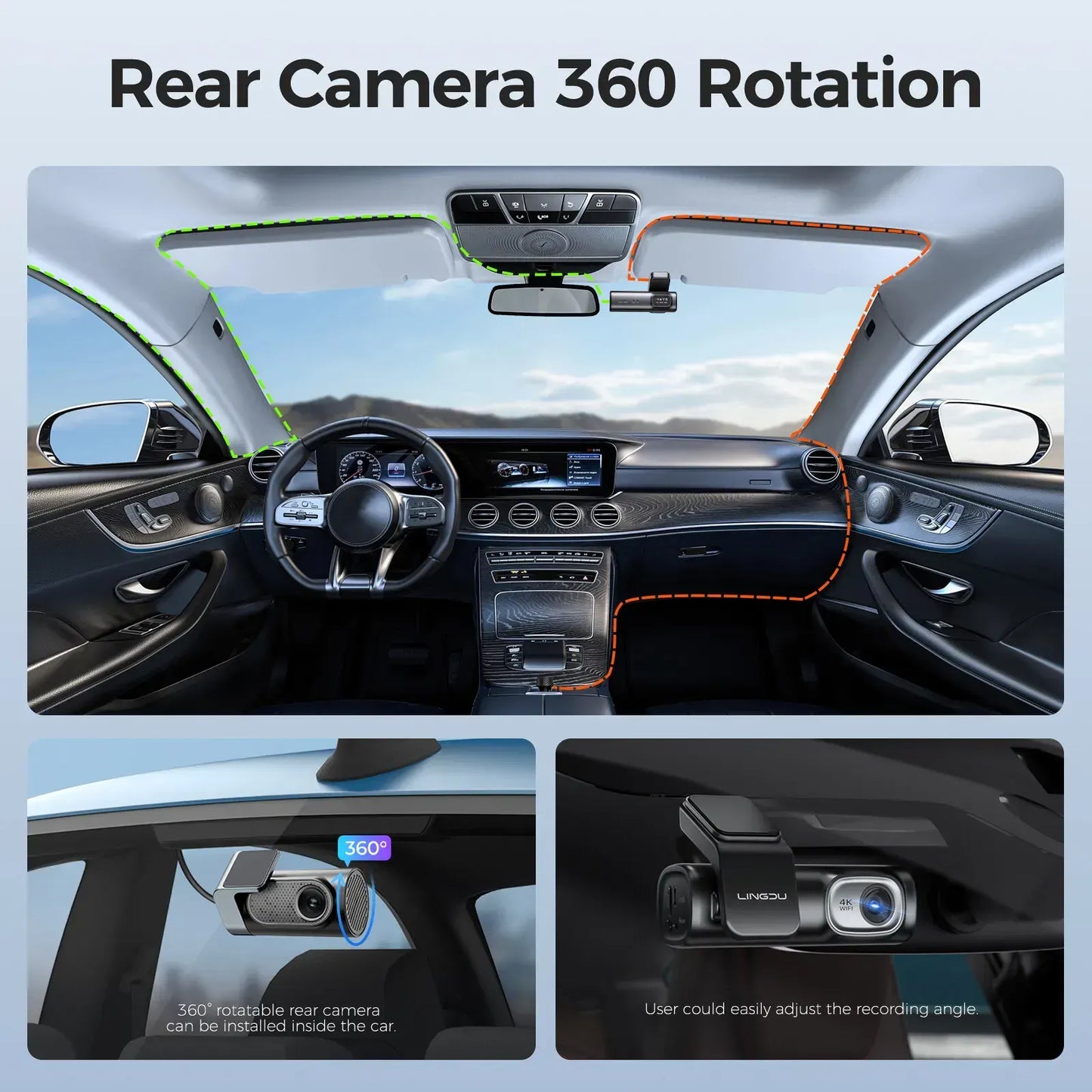 2 Channel 4K Dashcam with 1080P, 5G WiFi, GPS, Parking Monitor, Voice Control, Free 64GB TF Card - Image 9
