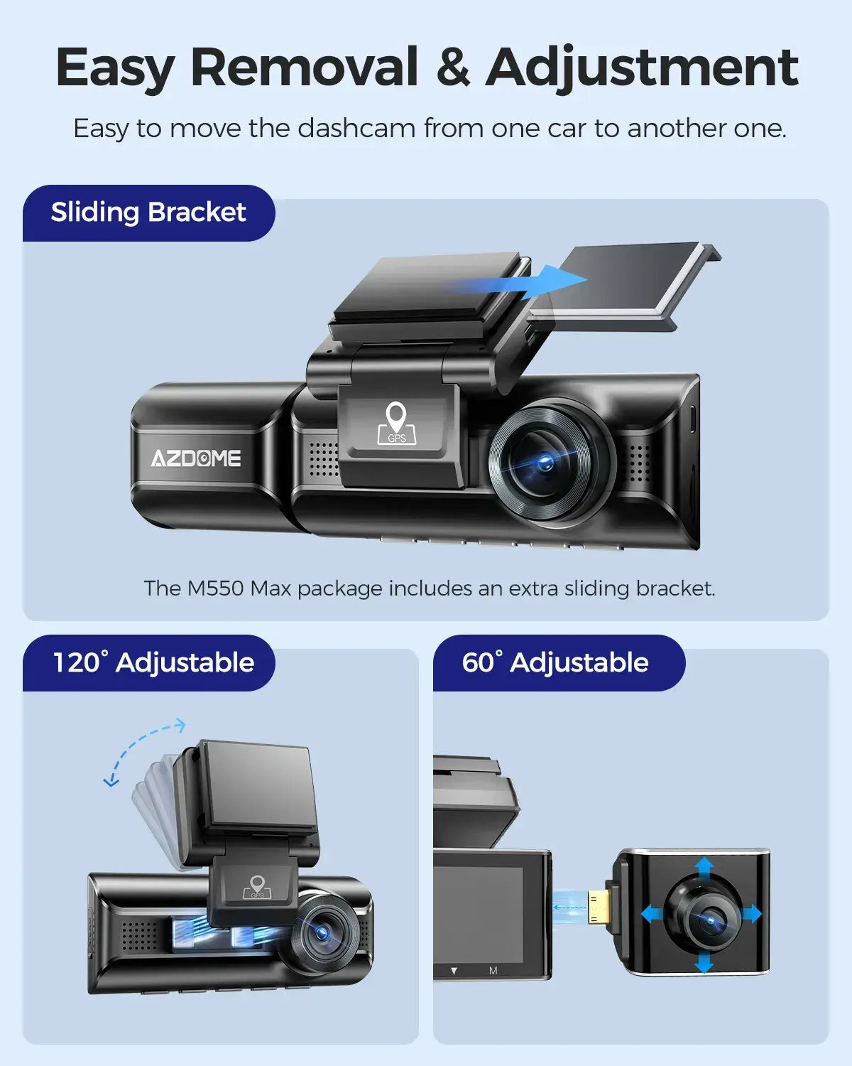 3 Channel Dash Cam in Black with WiFi, GPS, 4K+1080P+2.5K, 64GB Card, Parking Mode - Image 2