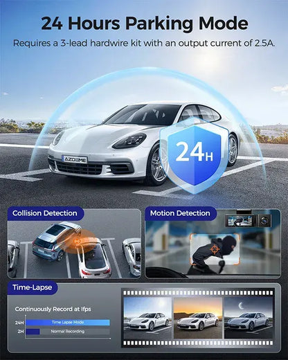 3 Channel Dash Cam in Black with WiFi, GPS, 4K+1080P+2.5K, 64GB Card, Parking Mode - Image 3
