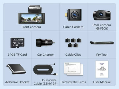 3 Channel Dash Cam in Black with WiFi, GPS, 4K+1080P+2.5K, 64GB Card, Parking Mode - Image 4