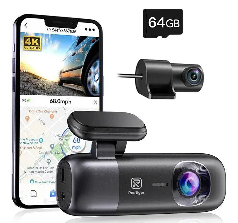 4K Front and Rear Dash Camera with WiFi GPS and Free 64GB SD Card