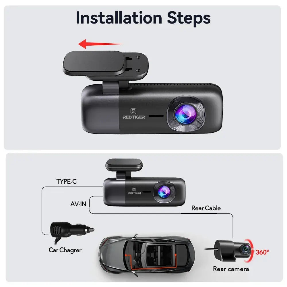 4K Front and Rear Dash Camera with WiFi GPS and Free 64GB SD Card - Image 2