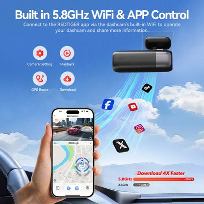 4K Front and Rear Dash Camera with WiFi GPS and Free 64GB SD Card - Image 4
