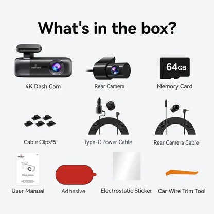 4K Front and Rear Dash Camera with WiFi GPS and Free 64GB SD Card - Image 7