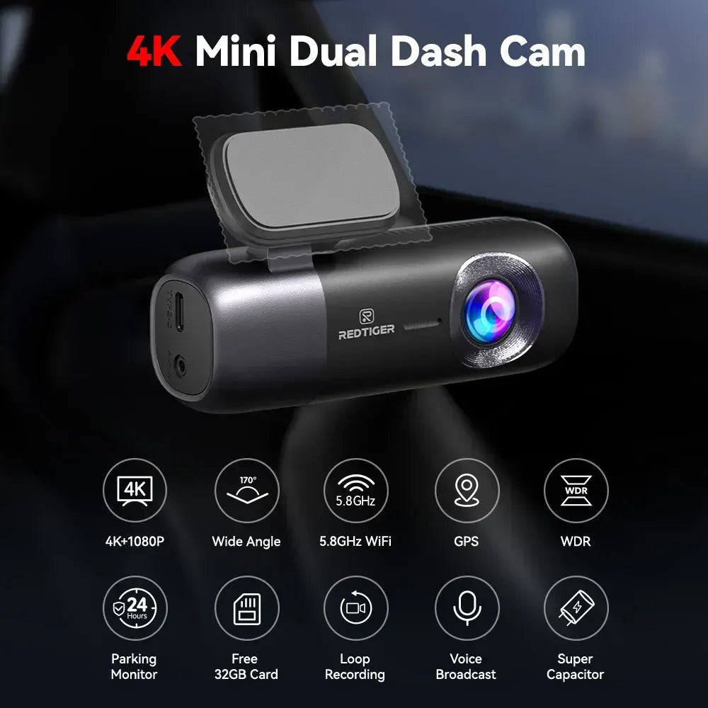 4K Front and Rear Dash Camera with WiFi GPS and Free 64GB SD Card - Image 9
