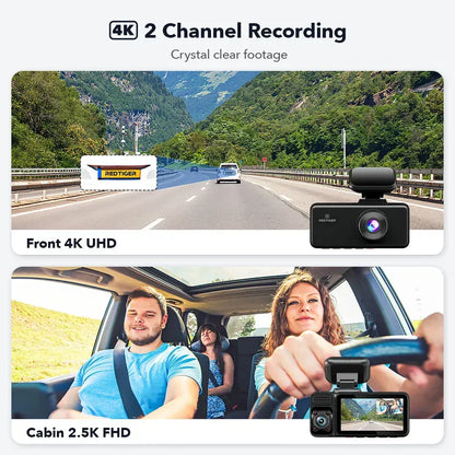 4K 3 Channel Dash Cam with 5G WiFi, Front, Rear, and Inside Recording, Free 64GB SD Card - Image 3
