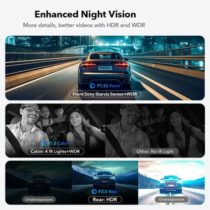 4K 3 Channel Dash Cam with 5G WiFi, Front, Rear, and Inside Recording, Free 64GB SD Card - Image 6