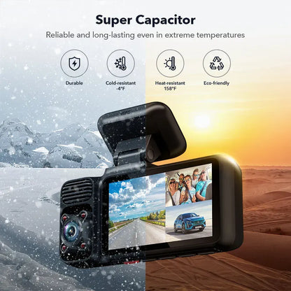 4K 3 Channel Dash Cam with 5G WiFi, Front, Rear, and Inside Recording, Free 64GB SD Card - Image 8