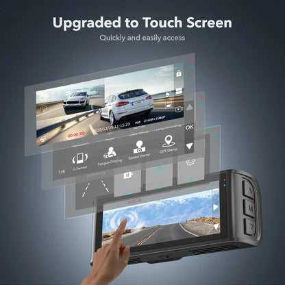 4K Dash Camera with Touch Screen, Black, Front and Rear, 64GB Card Included - Image 6