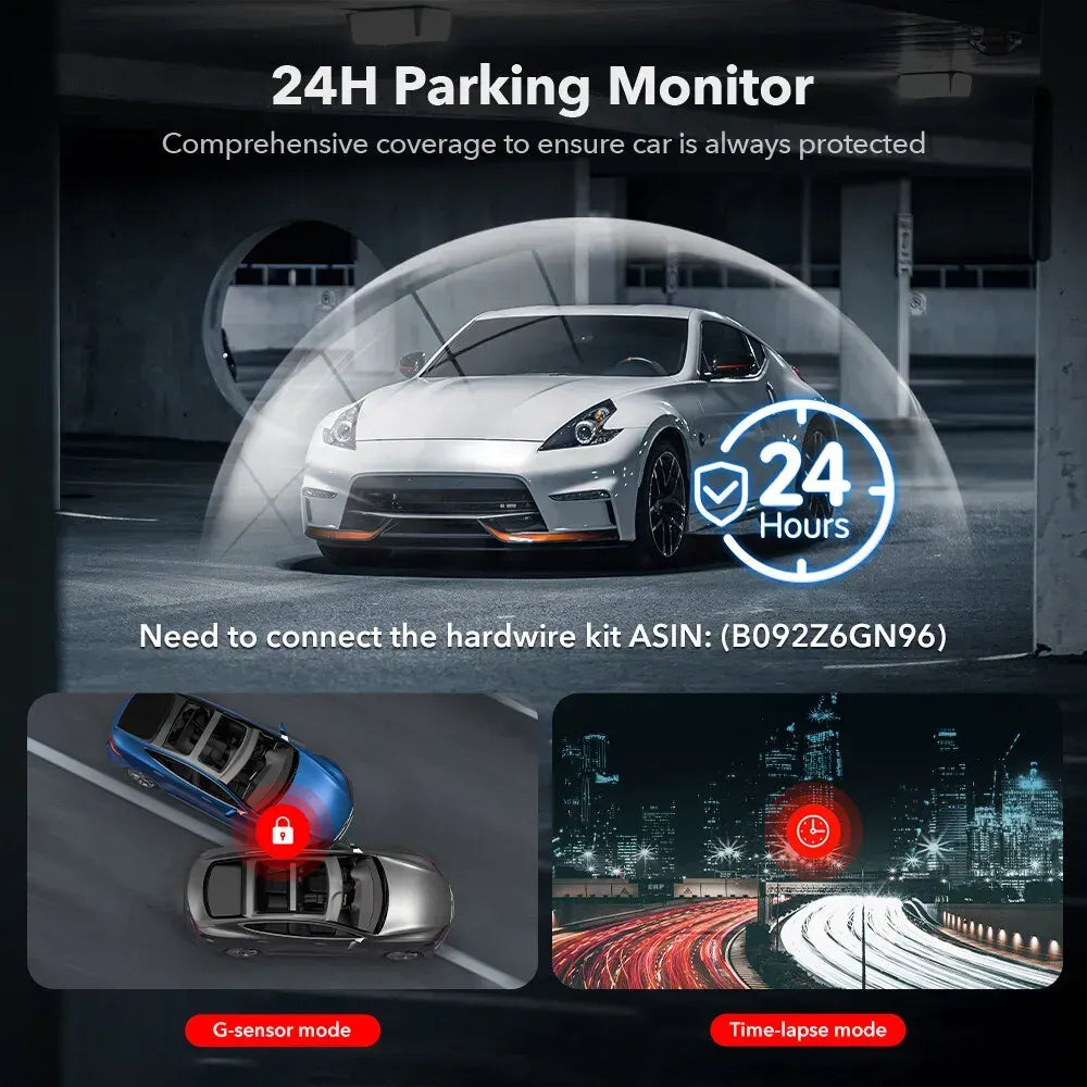 4K Dash Camera with Touch Screen, Black, Front and Rear, 64GB Card Included - Image 8