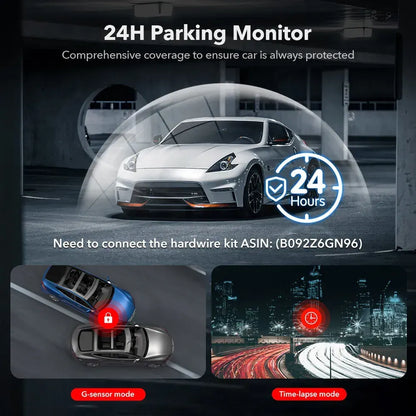 4K Dash Camera with Touch Screen, Black, Front and Rear, 64GB Card Included - Image 8