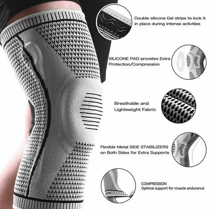 Black Knee Compression Sleeve for Sports Support, Size XL - Image 7