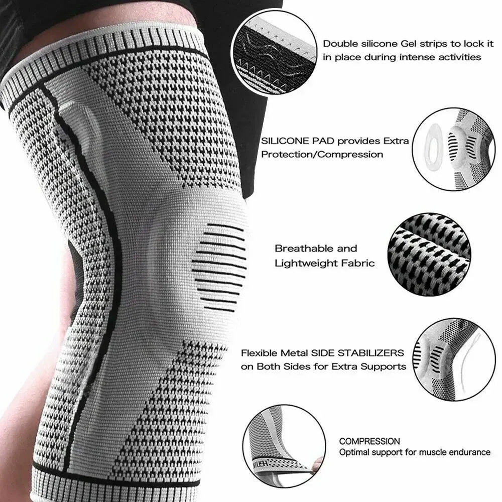 Silicone Knee Compression Sleeve in Gray for Arthritis Support, Size XL - Image 7