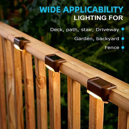 Multicoloured warm Solar LED Deck Lights Black 4-Pack for Garden Patio Pathway Stairs - Image 5