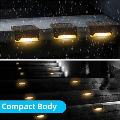 Multicoloured warm Solar LED Deck Lights - Black Outdoor Pathway and Garden Lighting, 4-Pack - Image 3