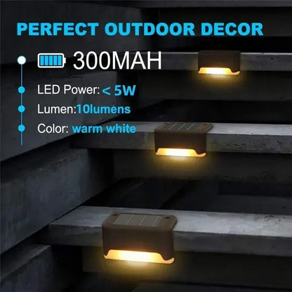 Multicoloured warm Solar LED Deck Lights - Black Outdoor Pathway and Garden Lighting, 4-Pack - Image 6