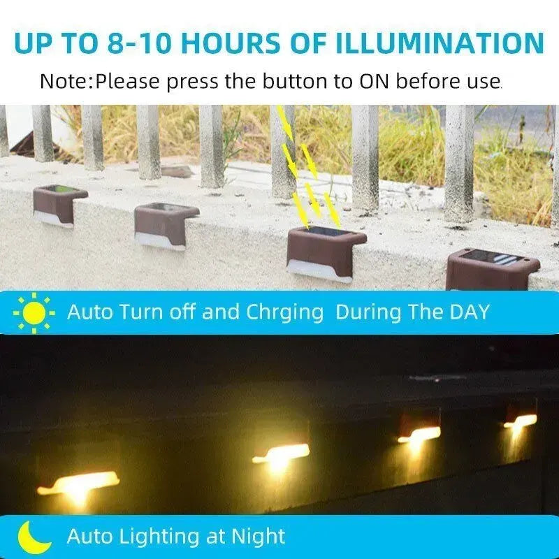 Outdoor Solar LED Deck Lights - 8-Pack Multicoloured Warm White Garden Pathway Lamps - Image 7