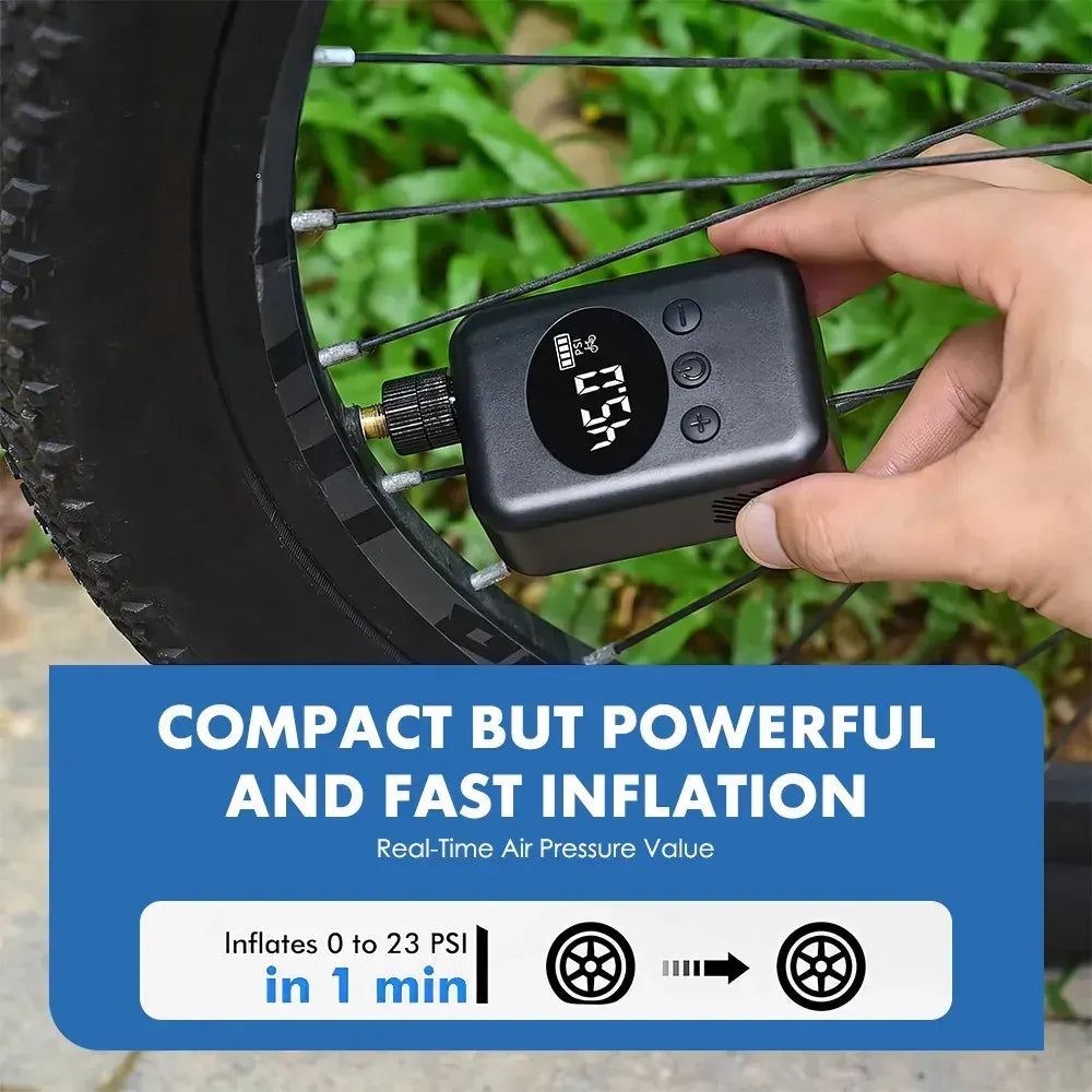 Mini Electric Bike Tyre Pump Black 150 PSI with Digital Gauge for Presta and Schrader Valves - Image 6