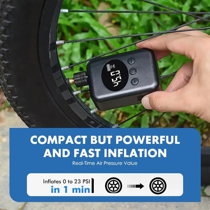 Mini Electric Bike Tyre Pump Black 150 PSI with Digital Gauge for Presta and Schrader Valves - Image 6