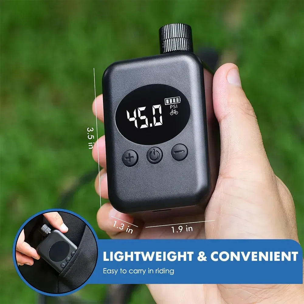 Mini Electric Bike Tyre Pump Black 150 PSI with Digital Gauge for Presta and Schrader Valves - Image 8