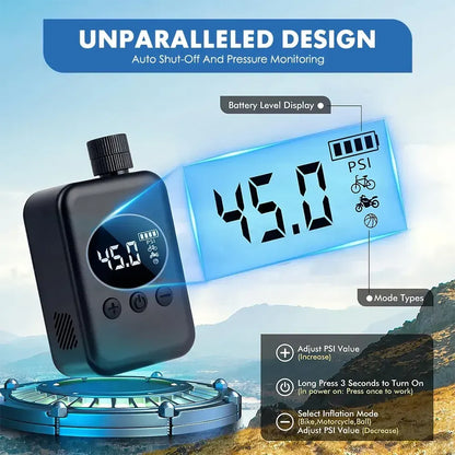 Mini Electric Bike Tyre Pump Black 150 PSI with Digital Gauge for Presta and Schrader Valves - Image 9