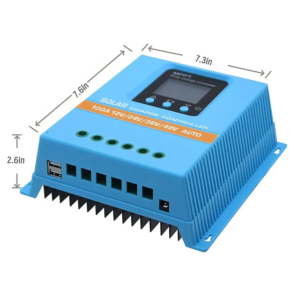 Blue 80A MPPT Solar Charge Controller with LCD Display and Dual USB Ports - Image 4