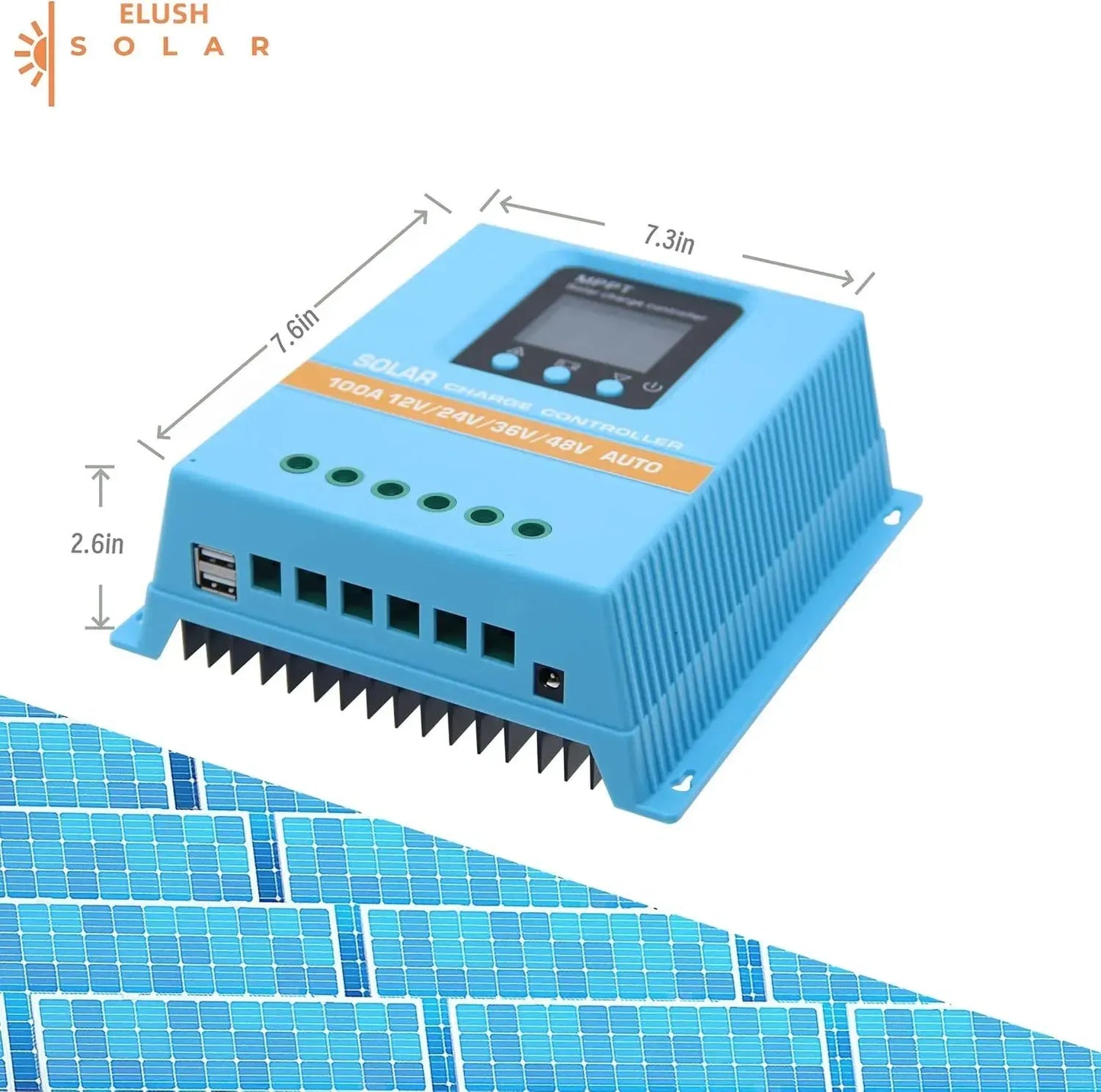 Blue 80A MPPT Solar Charge Controller with LCD Display and Dual USB Ports - Image 6