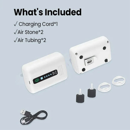Aquarium Oxygen Pump Black USB Rechargeable Air Pump for Fish Tanks and Bait Buckets with 2 Outlets - Image 5