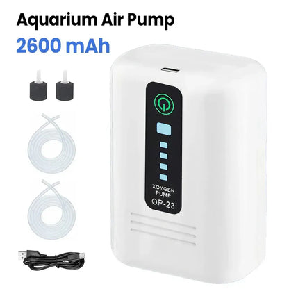 Aquarium Oxygen Pump Black USB Rechargeable Air Pump for Fish Tanks and Bait Buckets with 2 Outlets - Image 9