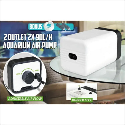 Black Aquarium Oxygen Pump with Dual Outlets for Fish Tank and Pond, 2x90L/h - Image 4